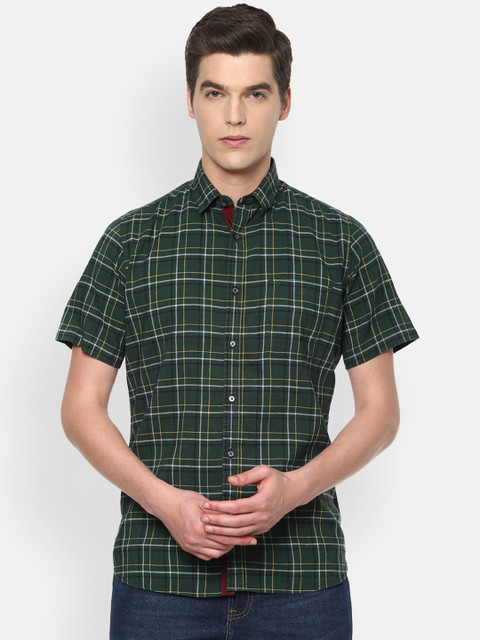 

Van Heusen Sport Men Green Slim Fit Tartan Checks Checked Casual Shirt