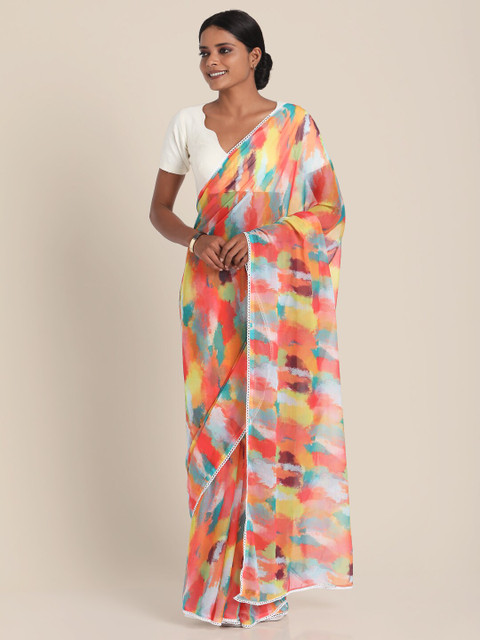 

Suta Peach & Green Saree