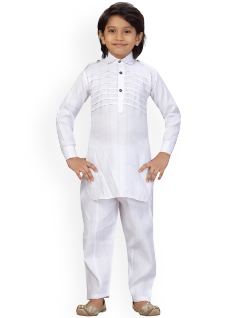 

LITTLE MAFIA BY Aarika Boys White Pure Cotton Kurti with Salwar