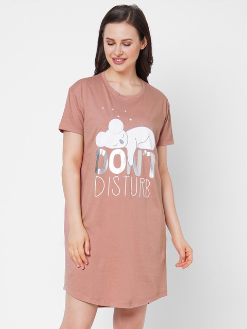 

Sweet Dreams Brown Printed Nightdress