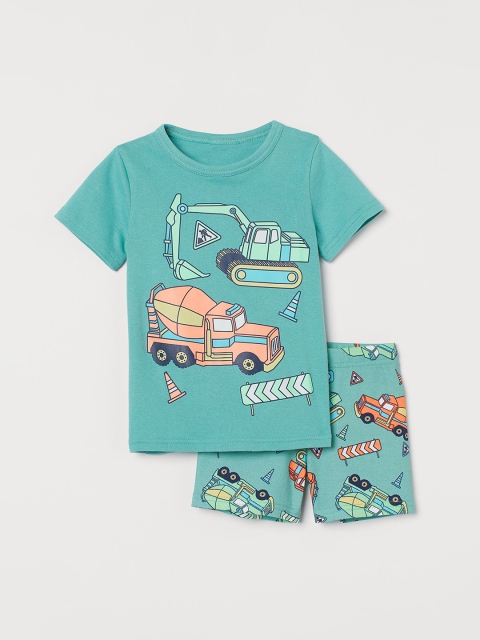 

H&M Boys Sea Green Printed Jersey Pyjamas
