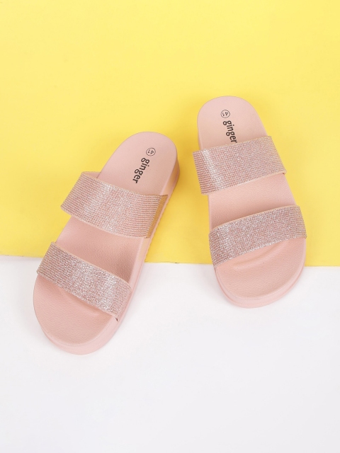 

Ginger by Lifestyle Women Pink Embellished Rubber Sliders