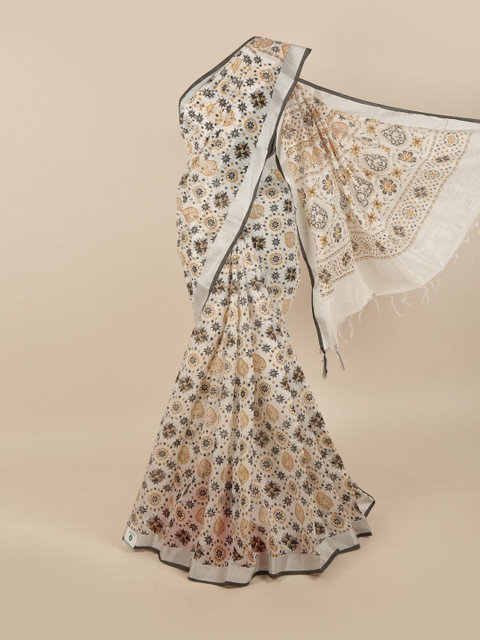

Pothys White & Grey Zari Saree