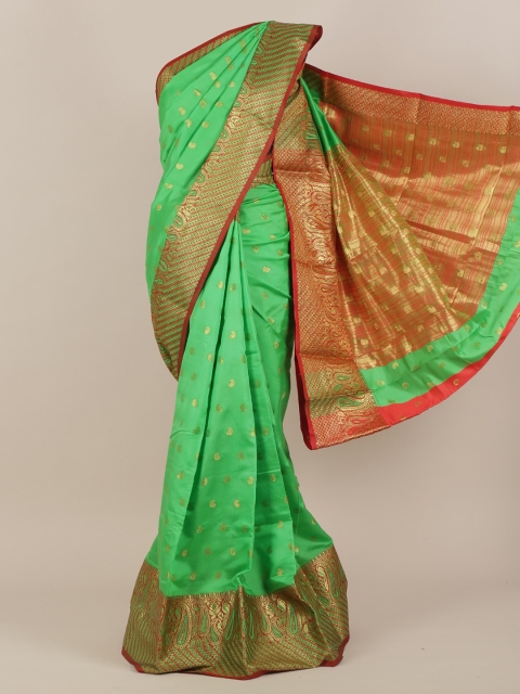

Pothys Green & Red Woven Design Cotton Blend Saree