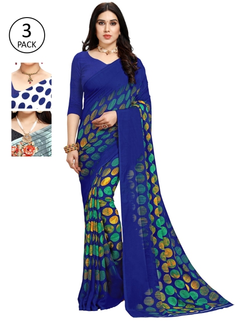 

KALINI Multi Pack of 3 Printed Poly Georgette Saree