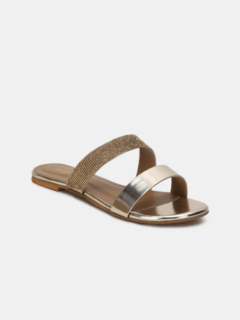 

shoexpress Women Gold Open Toe Flats with Bows