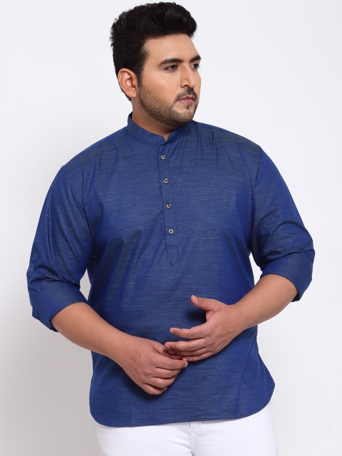 

plusS Men Blue Thread Work Kurta