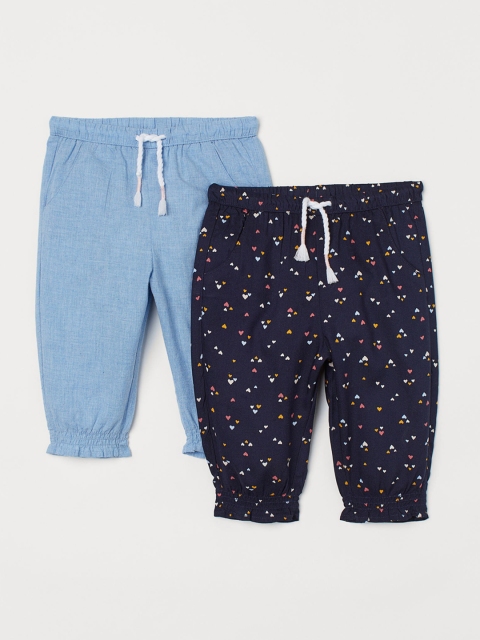 

H&M Girls 2-Pack Pull-On Trousers, Blue