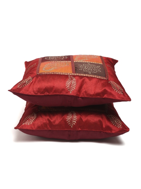 

Gulaab Jaipur Maroon & Yellow Set of 5 Ethnic Motifs Square Cushion Covers
