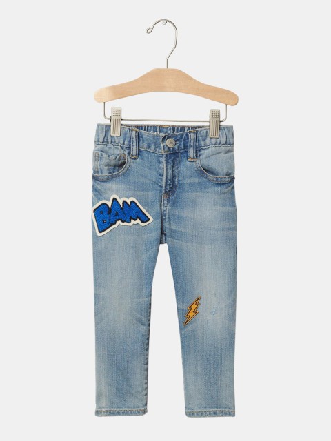 

GAP Toddler Boys Blue 1969 Comic Patches Slim Jeans