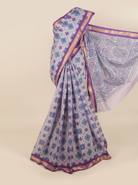 

Pothys Purple & Gold-Toned Printed Saree