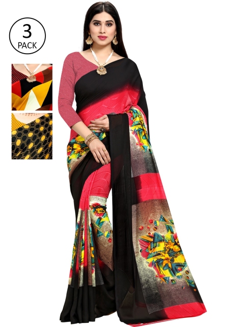 

KALINI Multi & Pink Pack of 3 Printed Saree