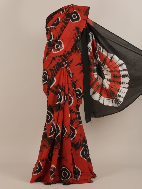 

Pothys Orange & Black Tie and Dye Saree