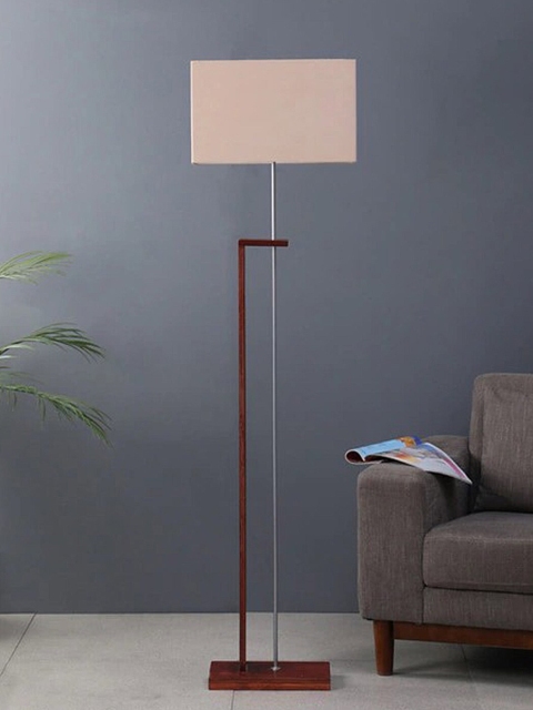 

SANDED EDGE Off White & Brown Contemporary Floor Lamp with Shade