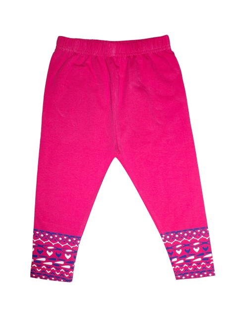 

KiddoPanti Girls Pink & Blue Printed Three Fourth-Length Capri Leggings