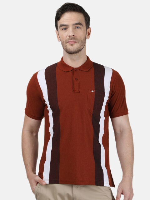 

Monte Carlo Men Rust Colourblocked Mandarin Collar T-shirt
