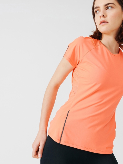 

Kalenji By Decathlon Women Orange Solid Slim Fit Rapid-Dry Running T-shirt