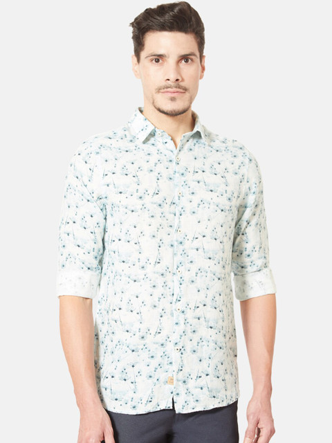 

J Hampstead Men Blue Slim Fit Floral Printed Casual Shirt