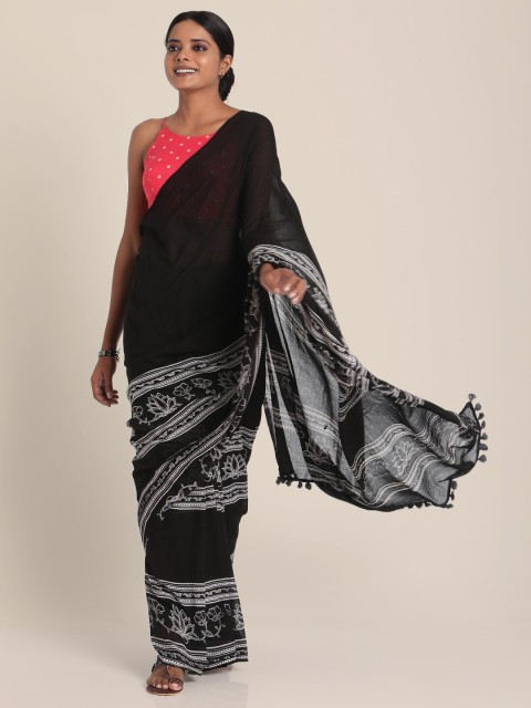 

Suta Black & White Ethnic Motifs Pure Cotton Saree