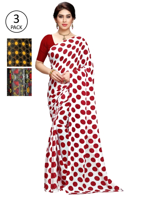 

KALINI Pack of 3 Printed Poly Georgette Saree, Multi