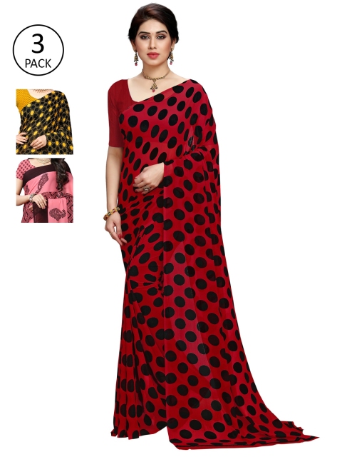 

KALINI Pack of 3 Printed Saree, Pink