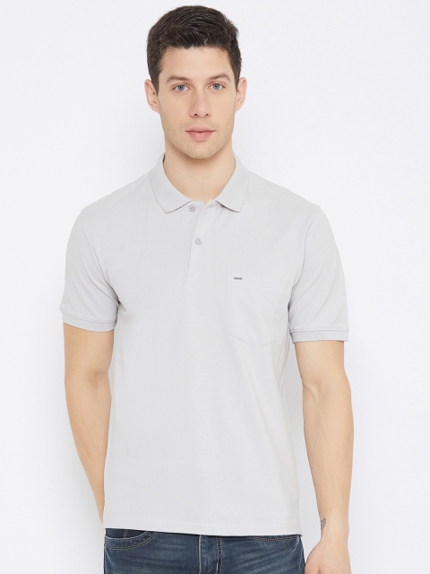 

Okane Men Grey Polo Collar Slim Fit T-shirt