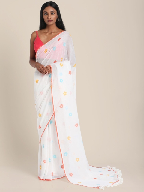 

Suta White & Red Floral Pure Cotton Saree