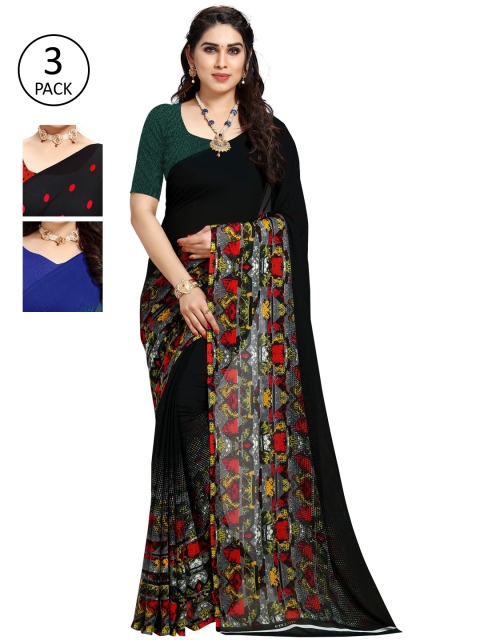 

KALINI Pack Of 3 Multicoloured Poly Georgette Sarees, Multi