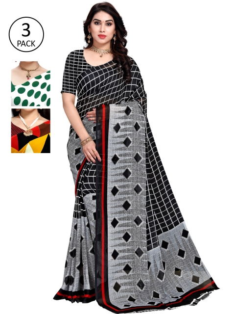 

KALINI Multicoloured Set of 3 Poly Georgette Saree, Multi