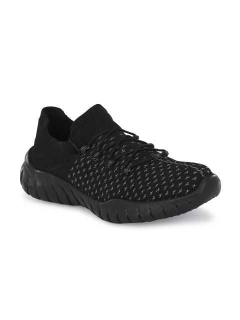 

MENGLER Men Black Textile Walking Non-Marking Shoes