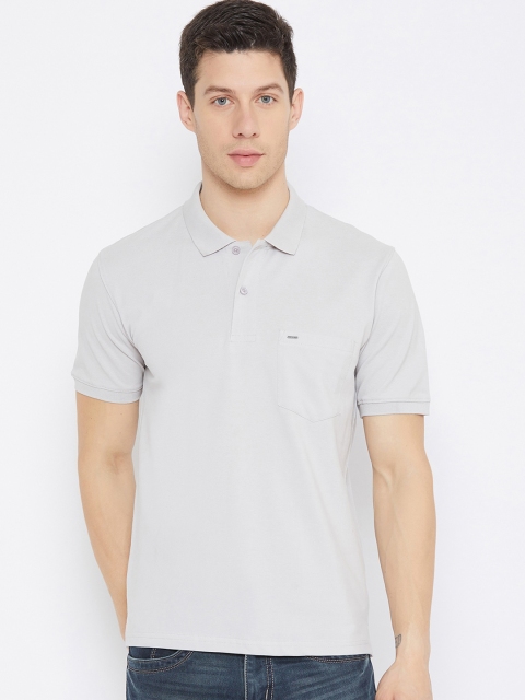 

Okane Men Grey Polo Collar T-shirt