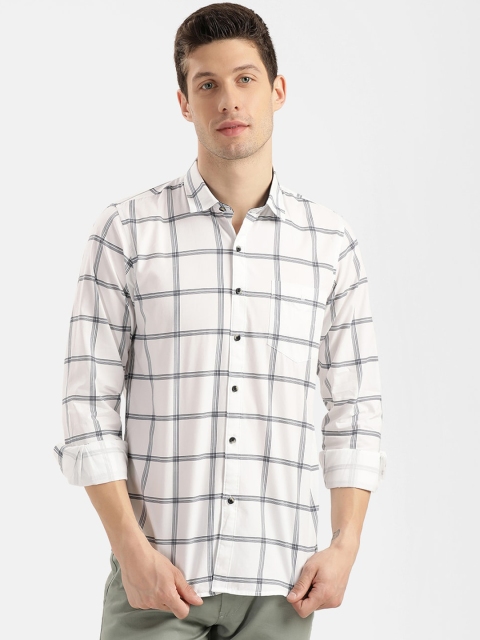

V2 Value & Variety Men White Windowpane Checks Checked Casual Shirt