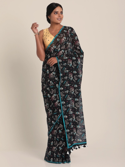 

Suta Black & Blue Ethnic Motifs Pure Cotton Saree