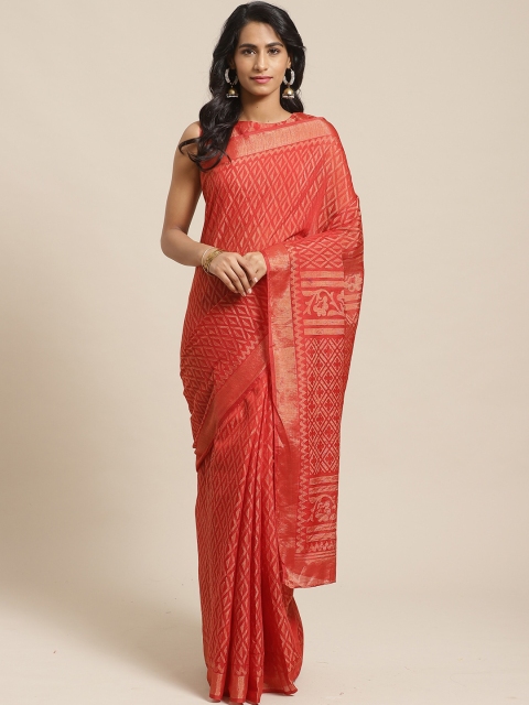 

Saree mall Red & Beige Ethnic Motifs Silk Cotton Sarees