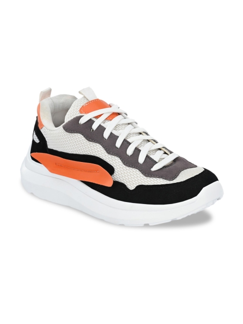 

mr.wonker Men White and Black Colourblocked Sneakers
