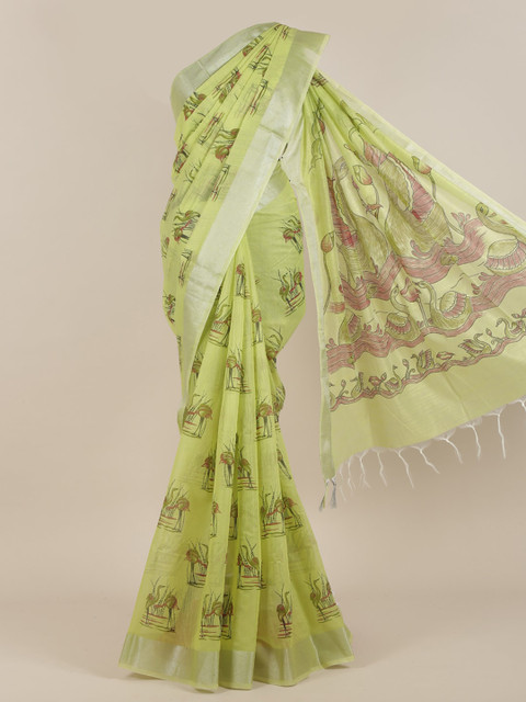 

Pothys Green & Pink Ethnic Motifs Saree