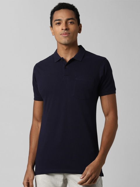 

Peter England Casuals Men Navy Blue Polo Collar Slim Fit T-shirt