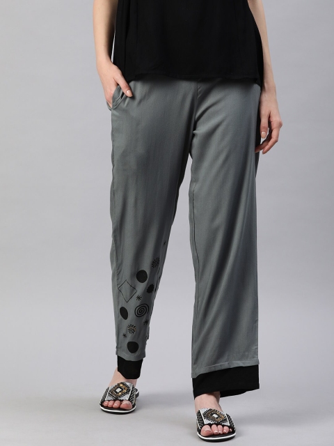 

Shakumbhari Women Grey & Black Palazzos