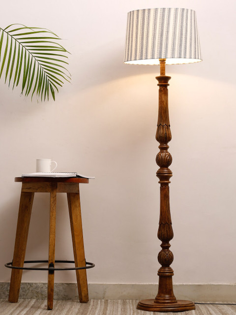 

Fabindia White & Grey Printed Contemporary Table Lamp Shade