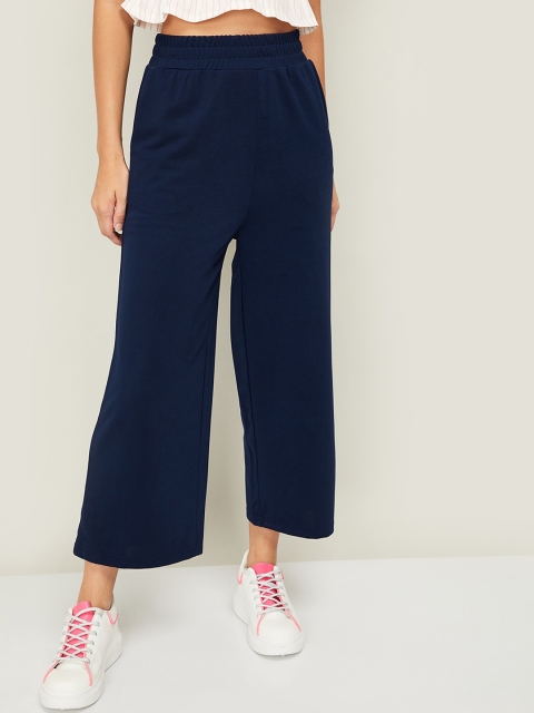 

Ginger by Lifestyle Women Navy Blue Parallel Trousers