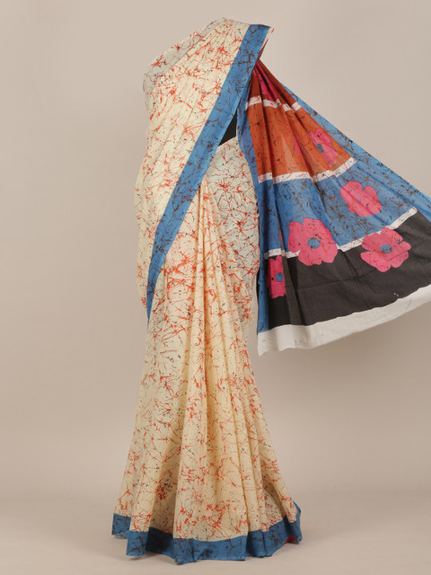 

Pothys Off White Batik Pure Cotton Saree