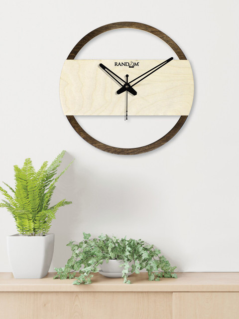 

RANDOM Brown & Off White Colourblocked Contemporary 24.1 Cm Wall Clock
