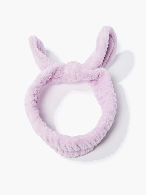 

FOREVER 21 Women Purple Plush Bow Headwrap