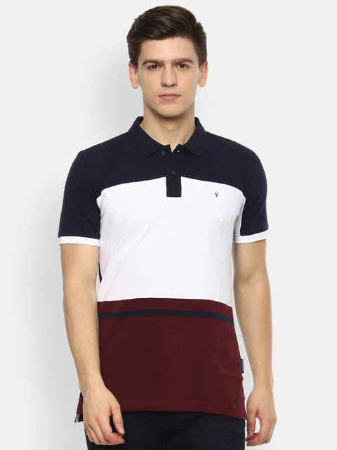 

Van Heusen Sport Men Maroon Colourblock Polo Neck Pure Cotton T-shirt