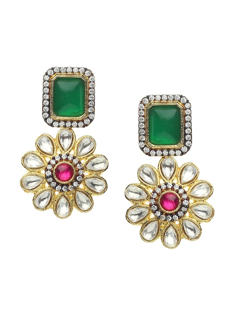 

Runjhun Green Contemporary Drop Earrings