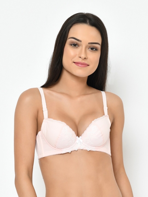 

Cosmo Lady Pink T-shirt Bra Medium Coverage Underwired Lightly Padded With Lace And Bow