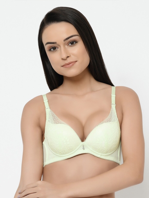 

Cosmo Lady Green Floral Push-Up Bra Half Coverage Underwired Heavily Padded