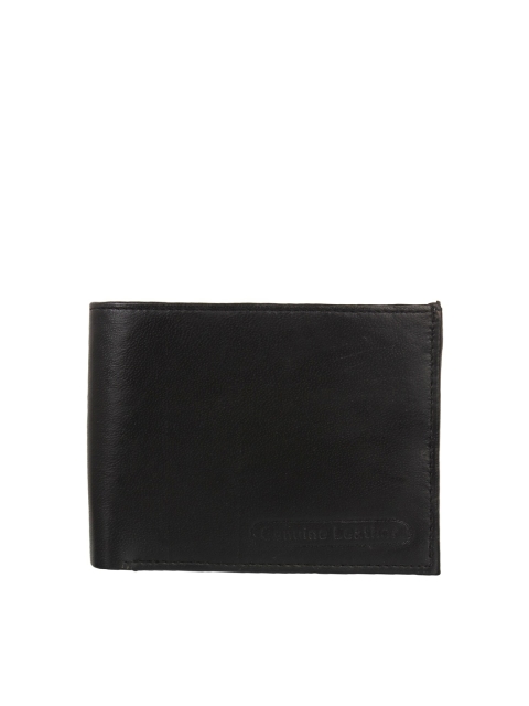 

Swiss Design Men Black Solid Leather Two Fold Wallet