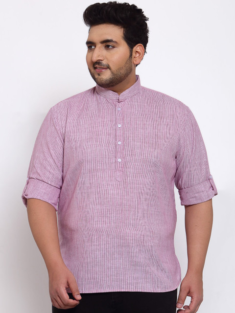 

plusS Men Red Thread Work Kurta