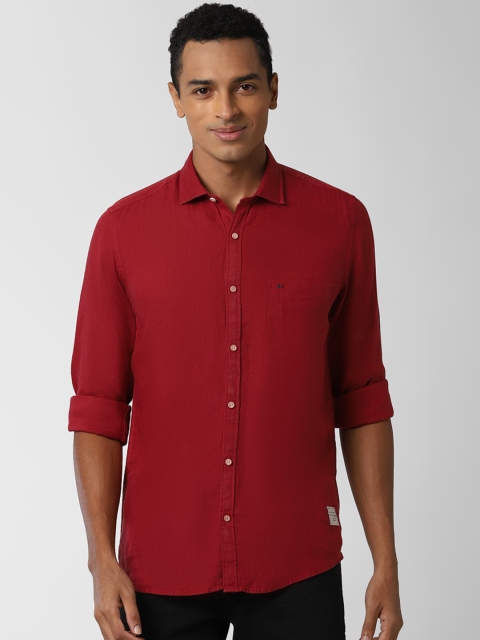 

Peter England Casuals Men Red Slim Fit Casual Shirt